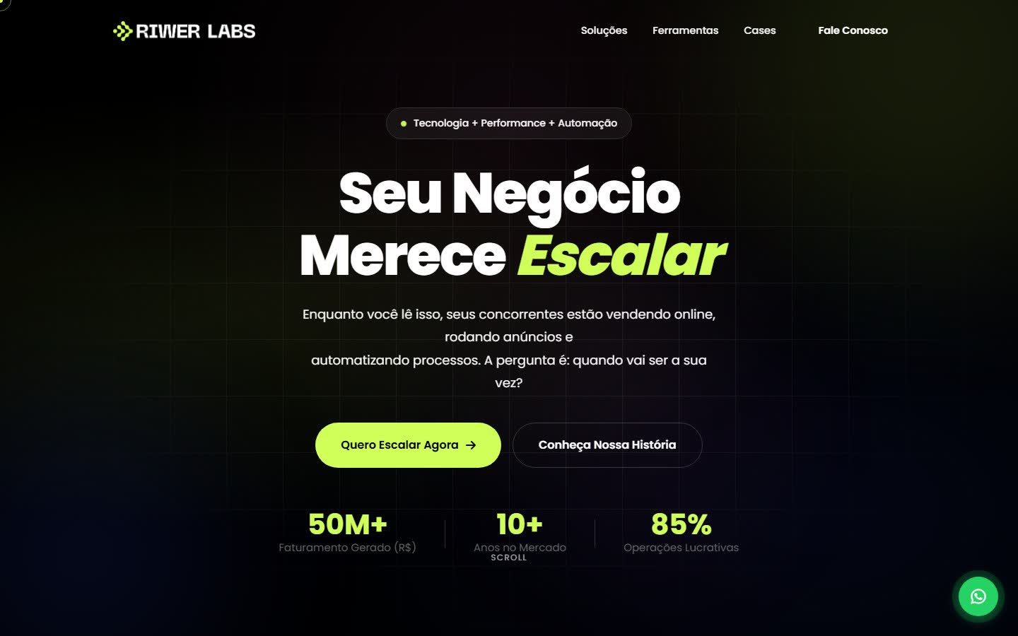 Riwer Labs — primera sessão del sitio